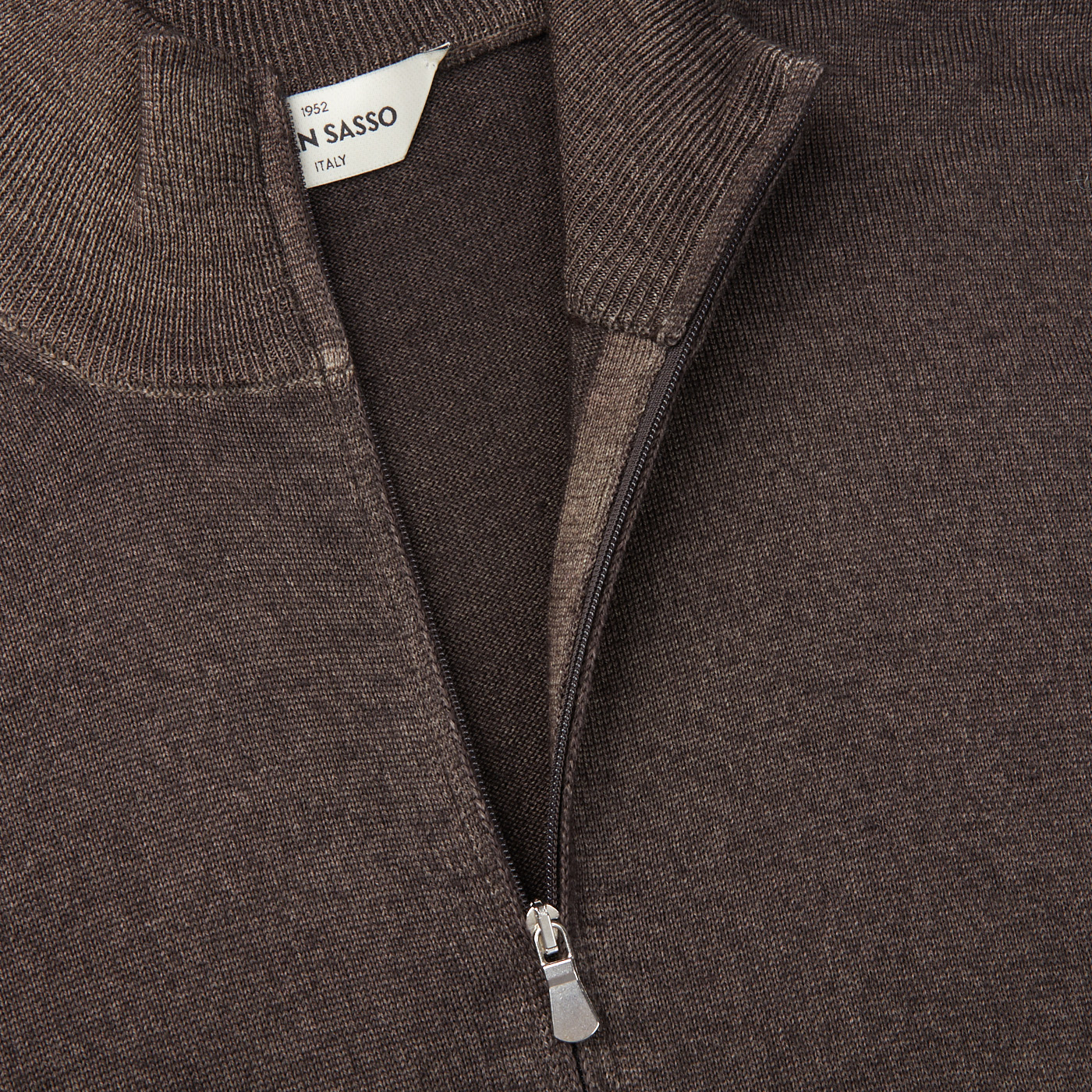 Gran Sasso Dark Brown Vintage Merino Wool Zip Cardigan Baltzar