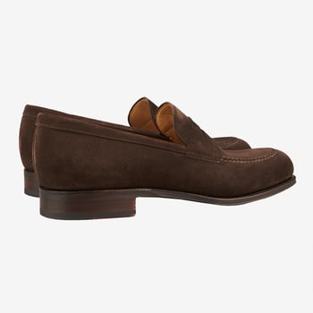 Brown Suede Penny Loafer Shoes Back
