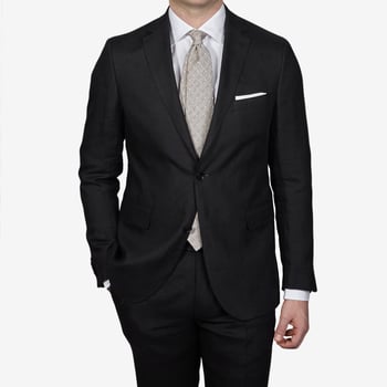 Eduard Dressler Black Pure Linen Summer Suit Front