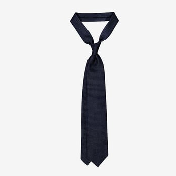 Drake's Navy Lined Large Knot Grenadine Tie Feature