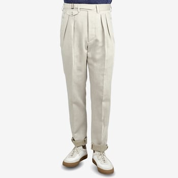 Lardini Light Beige Linen Cotton Tessuto Esclusivo Suit Trousers Front