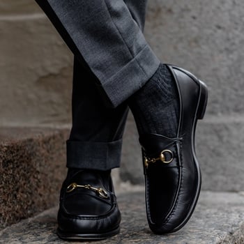 Carmina Black Funchal Leather Xim Horsebit Loafers Model1