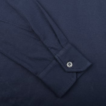 Fedeli Dark Blue Organic Cotton Polo Shirt Cuff