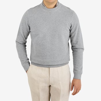 Sunspel Grey Cotton Loopback Sweatshirt Front