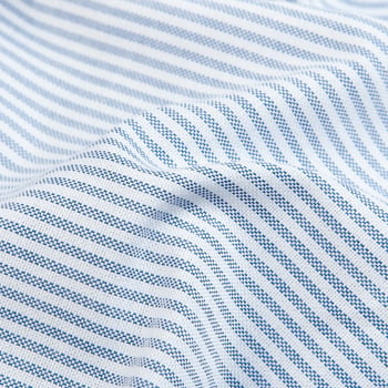 Drake's Blue White Striped Cotton Oxford BD Shirt Fabric