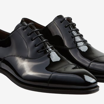 Carmina Black Rain Patent Leather Oxford Shoes Detail