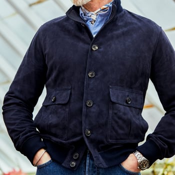 Werner Christ Navy Suede Byb Leather Jacket Model