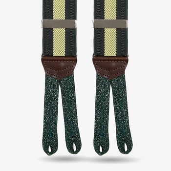 Albert Thurston Green Yellow Striped Nylon Leather 35 mm Braces Feature