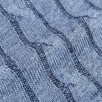 Gran Sasso Light Blue Knitted Linen Crewneck Sweater Fabric