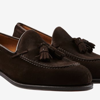 Carmina Brown Suede Forest Tassel Loafers Detail