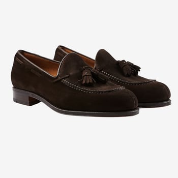 Carmina Brown Suede Forest Tassel Loafers Front