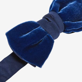 Lanvin Blue Velvet Pre-Tied Bow Tie Fabric