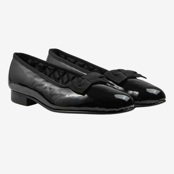 Bowhill & Elliott Black Patent Leather Bow Opera Pumps Feature
