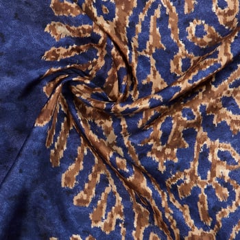 Gierre Milano Blue Melange Paisley Printed Silk Bandana Fabric