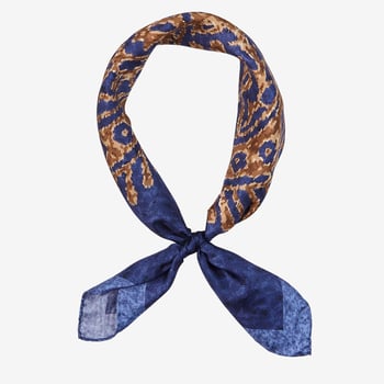Gierre Milano Blue Melange Paisley Printed Silk Bandana Feature