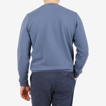 Sunspel Blue Slate Cotton Loopback Sweater Back