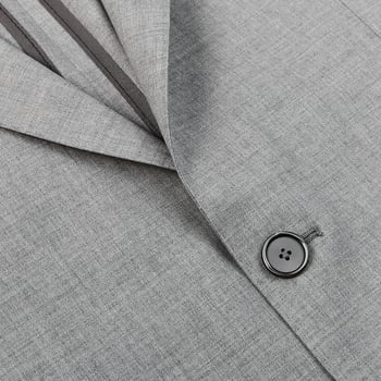 Tagliatore Light Grey Melange High Twist Wool Suit Closed