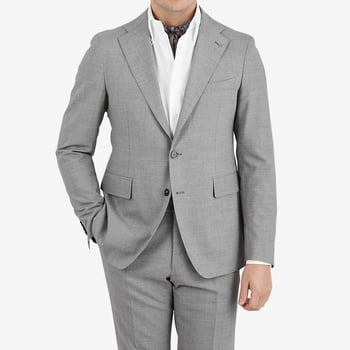 Tagliatore Light Grey Melange High Twist Wool Suit Front1