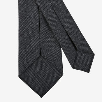 Dreaming of Monday Dark Grey Glen Plaid 7-Fold High Twist Wool Tie Back