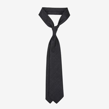 Dreaming of Monday Dark Grey Glen Plaid 7-Fold High Twist Wool Tie Feature