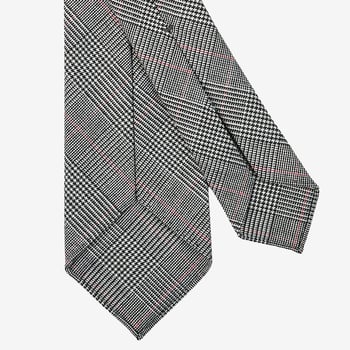 Dreaming of Monday Grey Pink Checked 7-Fold Vintage Wool Tie Back