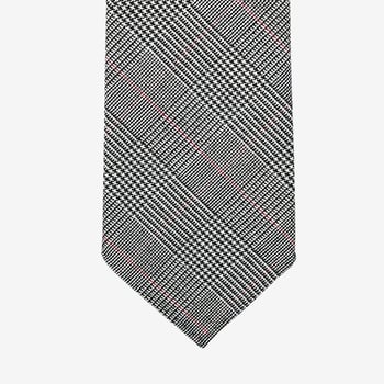 Dreaming of Monday Grey Pink Checked 7-Fold Vintage Wool Tie Tip