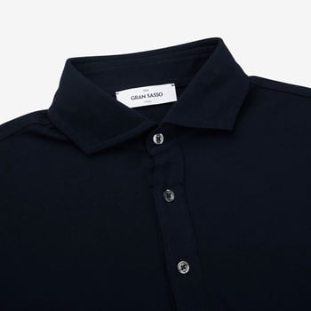 Gran Sasso Navy Cotton Jersey Popover Shirt Collar