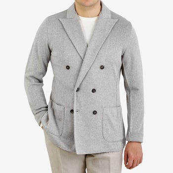 Lardini Light Grey Knitted Cotton DB Blazer Front