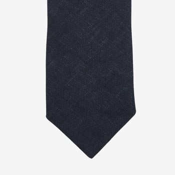 Amanda Christensen Navy Blue Melange Linen Lined Tie Tip