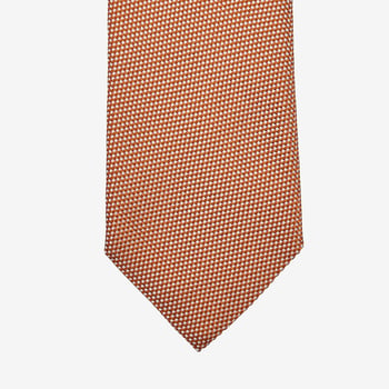 Amanda Christensen Orange White Woven Silk Lined Tie Tip