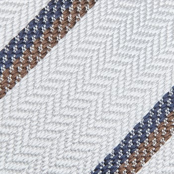 Amanda Christensen White Striped Woven Silk Lined Tie Fabric
