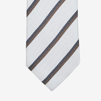 Amanda Christensen White Striped Woven Silk Lined Tie Tip