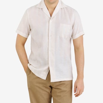 Lardini Light Beige Linen Cotton Shirt Front
