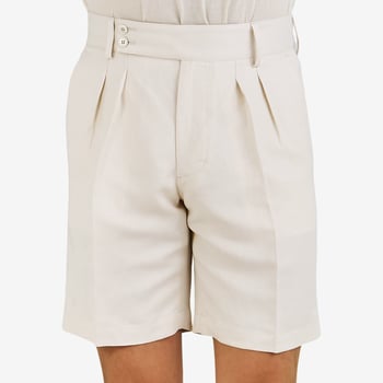 Lardini Light Beige Linen Viscose Pleated Shorts Front