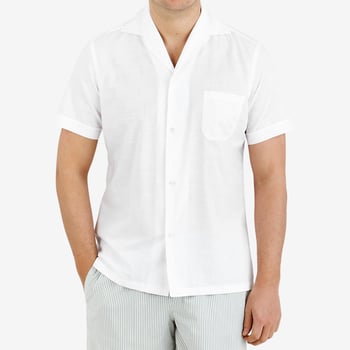 Lardini White Melange Cotton Shirt Front