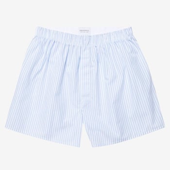 Sunspel Blue White Striped Cotton Boxer Shorts Feature