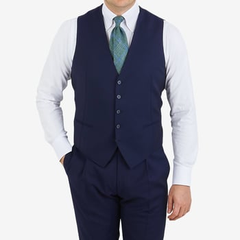 Tagliatore Dark Blue Super 110s Wool Suit Waistcoat Front