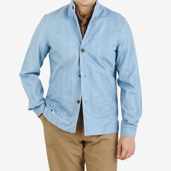 100Hands Light Blue Cotton Denim Overshirt Front1
