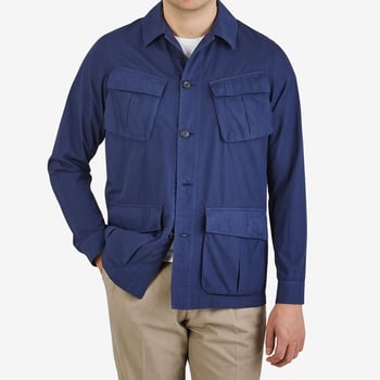 Altea Blue Cotton Poplin Field Jacket Front