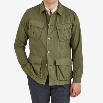 Altea Green Cotton Poplin Field Jacket Front