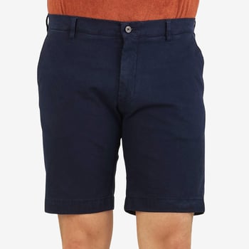 Berwich Navy Blue Cotton Stretch Bermuda Shorts Front
