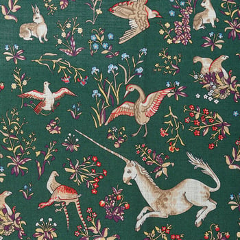 Drake's Green Wool Silk Unicorn Print Scarf Pattern