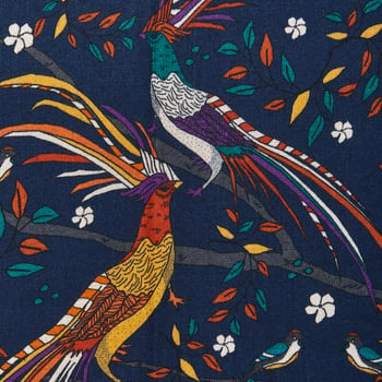 Drake's Navy Birds of Paradise Print Wool Scarf Pattern