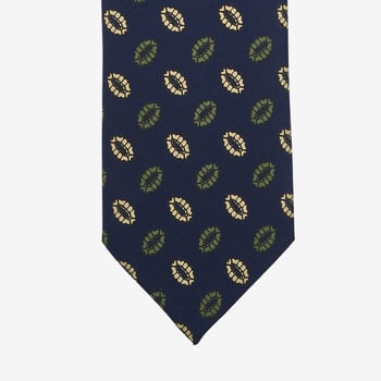 Drake's Navy Blue Silk Geometric Print Lined Tie Tip