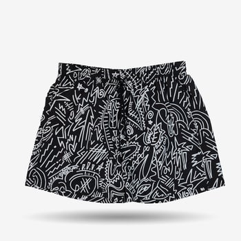 Canali Black Printed Microfiber Swimshorts Front