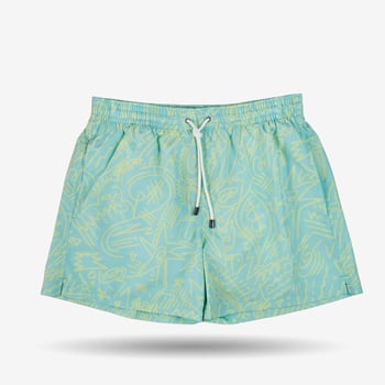 Canali Mint Green Printed Microfiber Swimshorts Front