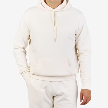 Sunspel Archive White Cotton Loopback Hoodie Front