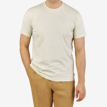 Sunspel Lemon Melange Cotton Riviera T-shirt Front