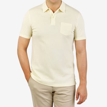 Sunspel Lemon Yellow Cotton Riviera Polo Shirt Front