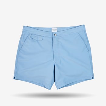 Sunspel Light Blue Tailored Swim Shorts Front